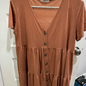 Rust Orange Button Down Dress